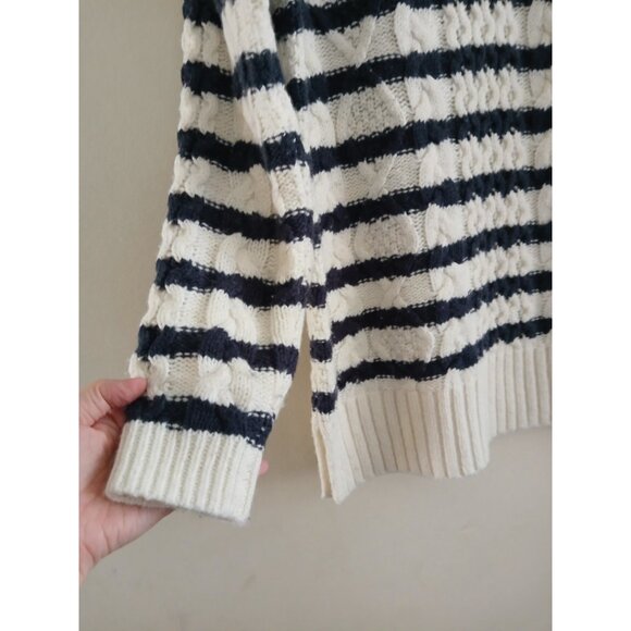 Madewell Womens XS Linelle Cable Knit Sweater Nautical Wool Alpaca  Fisherman - Picture 3 of 7